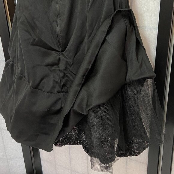 B Darlin Sequin High Neck Halter Open Back Ruffle Hem Mini Dress Black - Picture 11 of 15